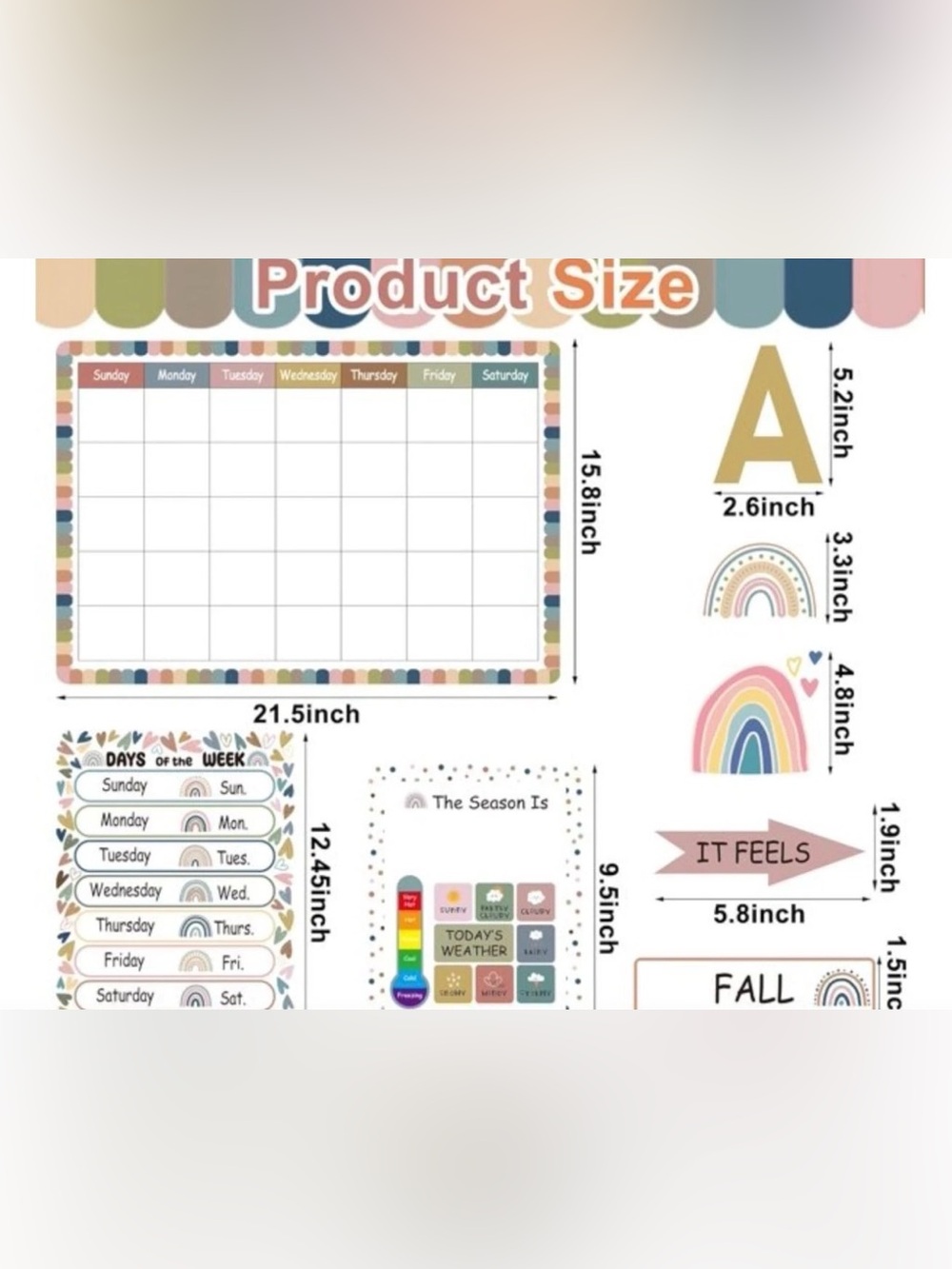 November Classroom Calendar Set - Rainbow Neutral Tones - Picture 2 of 4